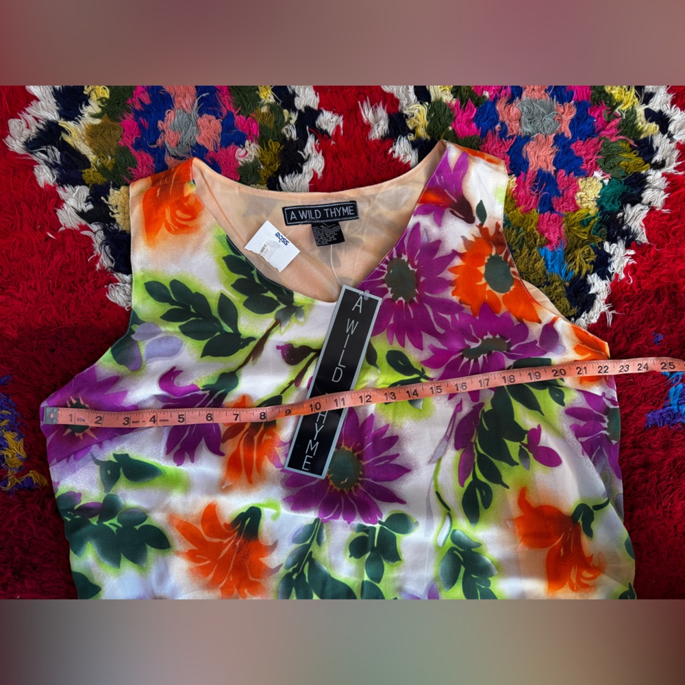Y2K Vintage A Wild Thyme Psychedelic Floral Midi Dress Size 18 Deadstock - Picture 5 of 8
